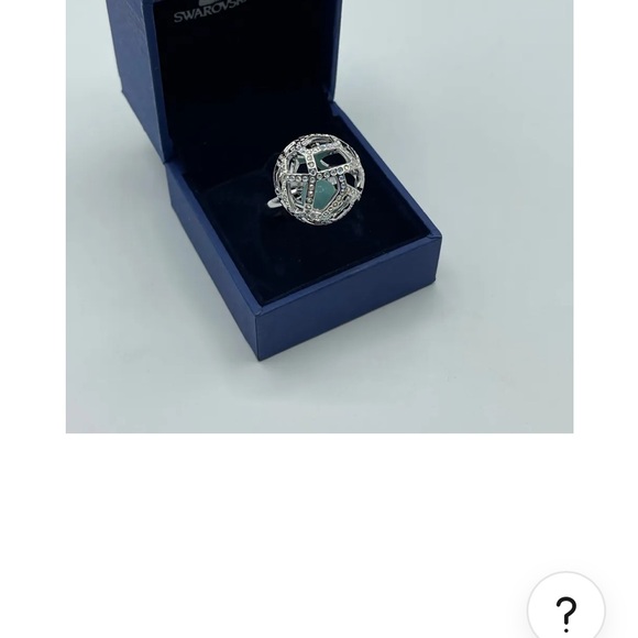 NWOT Swarovski Rhodium Silver Crystal Mesh Ball Ring w/Jade Ball Inside w/Box - Picture 6 of 6